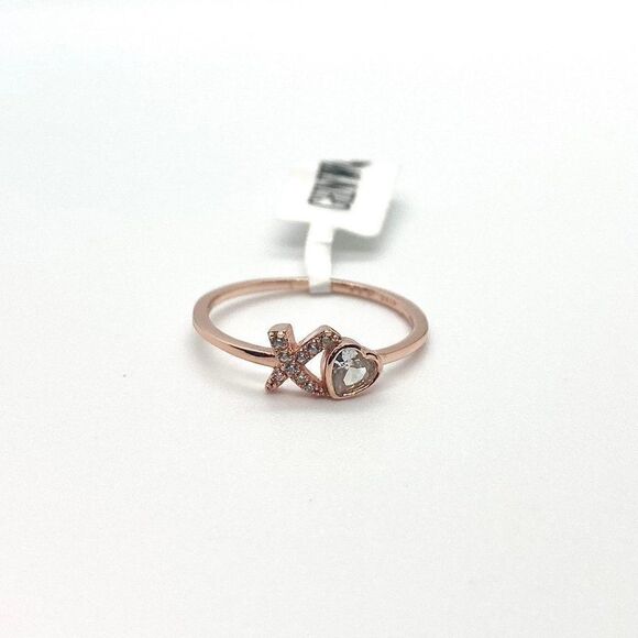SIZE 8 925 Rose Gold Plated XO Ring - Picture 4 of 11